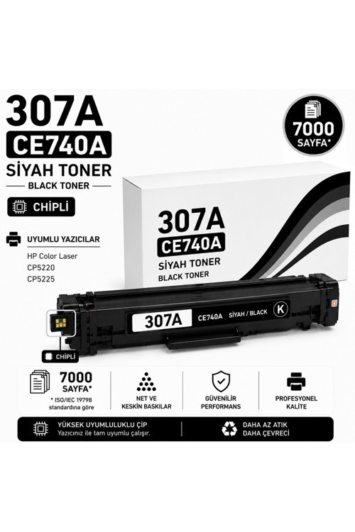 HP/CANON 307A-CE740A-CP5220-CP5225 Siyah 7000 Sayfa