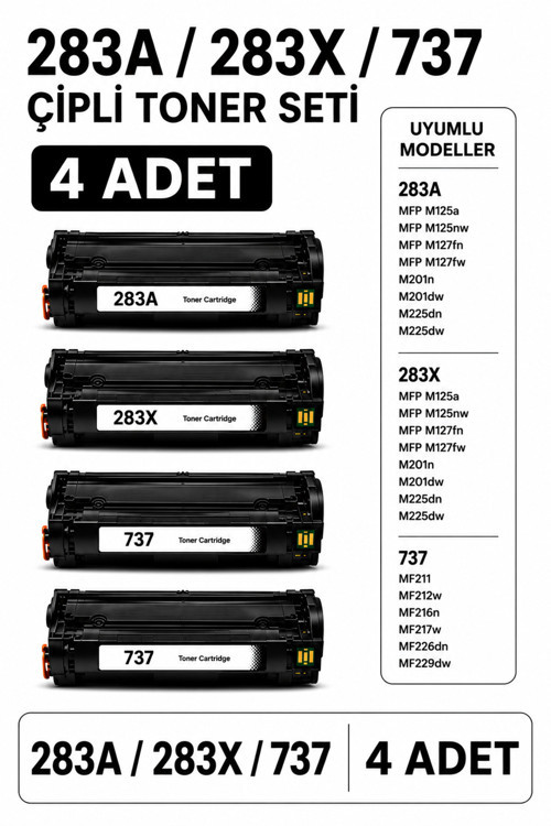 283A / 283X / 737 Çipli Toner Seti ( 4 Adet )