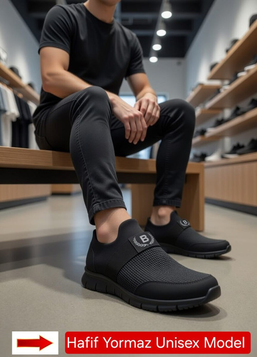 Unisex Siyah Aqua Ortopedik İç Taban Koku Ve Terleme Yapmayan Esnek Hafif Sneaker Günlük Spor Ayakkabı