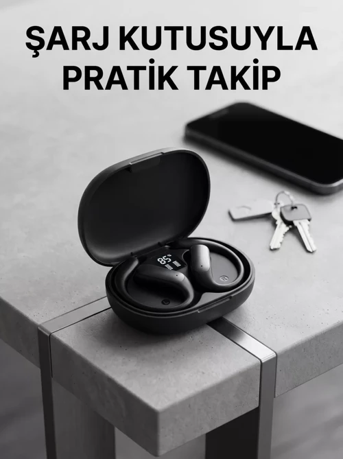 Kulak Kancalı Kablosuz Bluetooth Kulaklık Dijital Göstergeli Şarj Kutulu