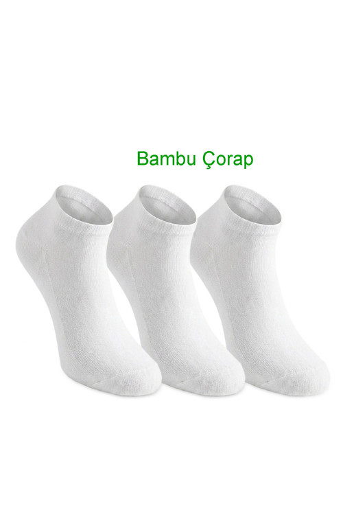 JEFRY 3 lü Erkek Bambu Beyaz Çorap