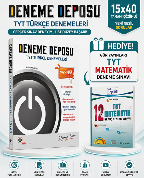 ACİL YAYINLARI Deneme Deposu TYT Türkçe Denemeleri-GÜR YAYINLARI TYT MATEMATİK DENEME HEDİYE!!