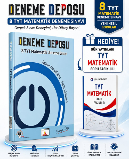 ACİL YAYINLARI Deneme Deposu TYT Matematik 8 Denemeleri-GÜR YAYINLARI TYT MATEMATİK SORU FASİKÜLÜ HEDİYE!!