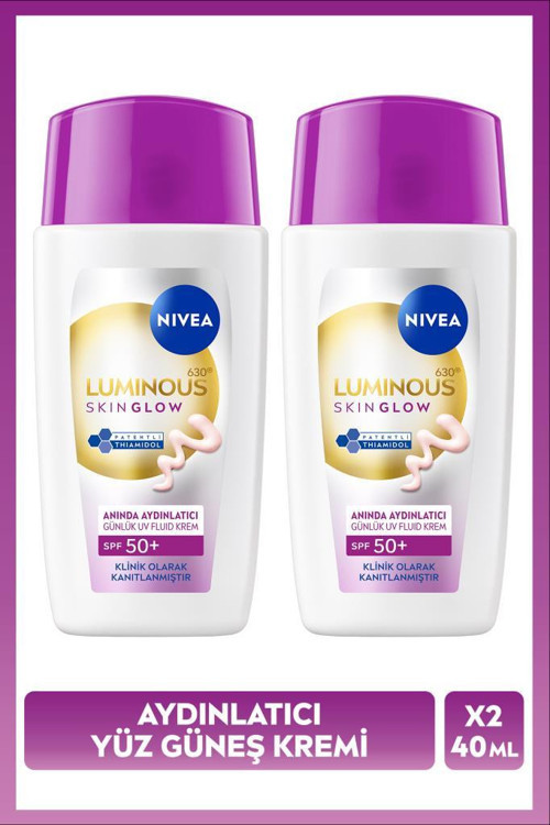 SPF50+ Güneş Koruyucu Luminous630 Skin Glow Aydınlatıcı Yüz Kremi 40ml, Nemlendirici, X2 Adet