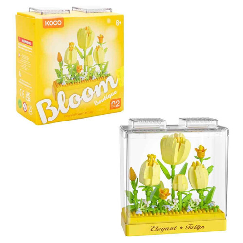 Bloom Boutique Lale Yapım Blokları (295 Parça) | Fanuslu Dekoratif Çiçek Seti