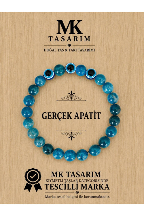 GERÇEK APATİT TAŞI BİLEKLİK-MKT.1.101.68 RAHATLATICI, DİNGİNLİK, ENERJİ BİLEKLİĞİ