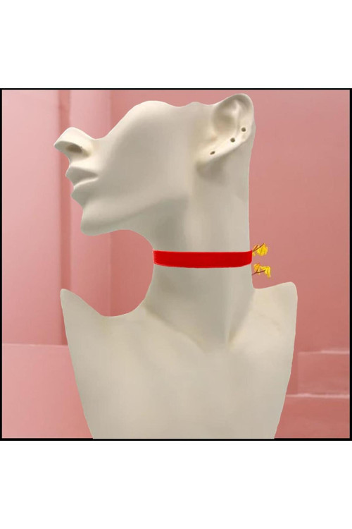 Kırmızı Renk Kadın Kadife Choker Kolye