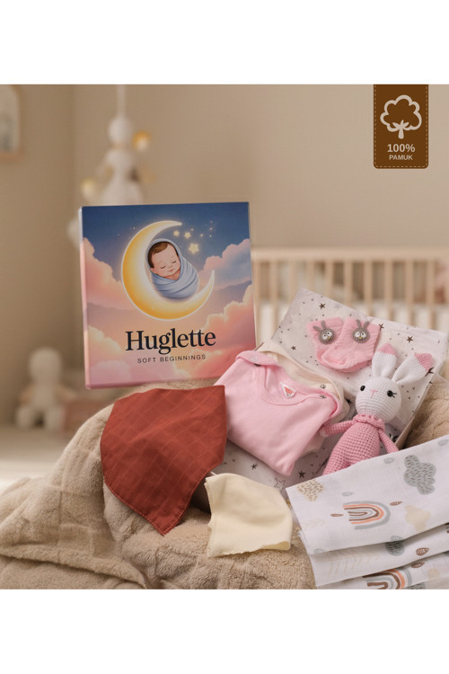Nova - Premium Yenidoğan Kız Bebek Seti – Amigurumi + Müslin Örtü + 2’li Zıbın – Baby Box