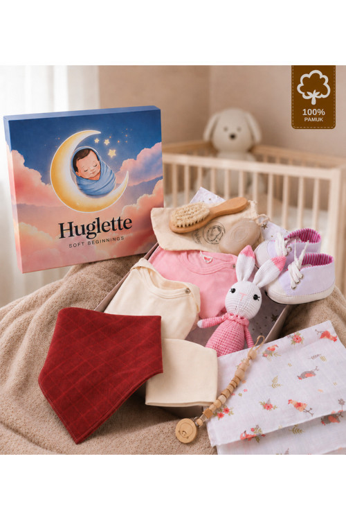 Liva - Yenidoğan Kız Bebek Hediye Seti– Müslin Örtü, Zıbın Seti, Amigurumi, Bebek Ayakkabısı, Sabun Fırça Seti