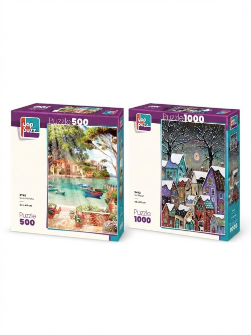 Kar Masalı ve Güne Merhaba İkili Set - 1000 + 500 Parça İkili Puzzle Seti