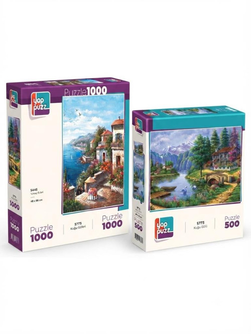 Yamaç Evleri ve Kuğu Gölü İkili Set - 1000 + 500 Parça İkili Puzzle Seti