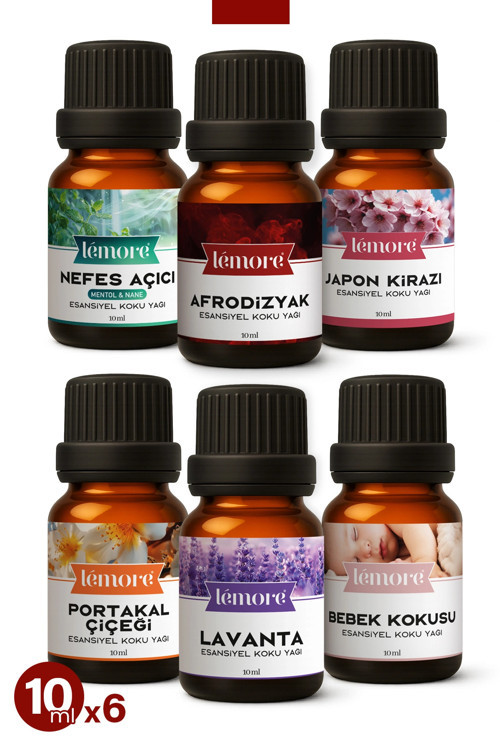 6'lı Set 1 Esansiyel Uçucu Yağ Buhurdanlık Yağı Hava Nemlendirici Aroma Difüzörü Kokusu Esans 10ml S