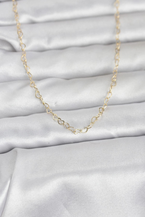 CM 14K Gold Renk Kalp Zincirli 60 cm Kadın Kolye 5886