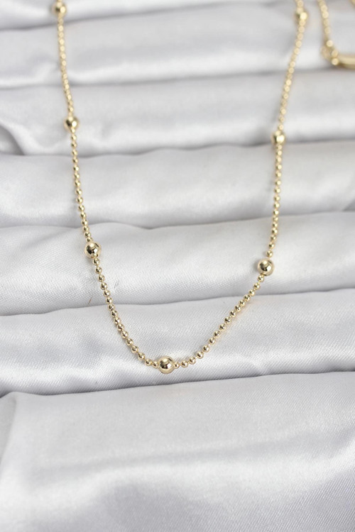 CM 14K Gold Renk Top Zincir 60 cm Kadın Kolye 5886