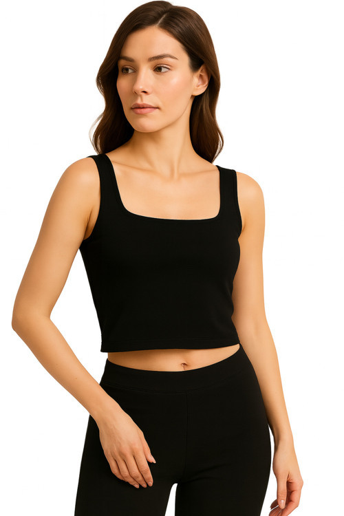 Body Kadın %95 Viskon Ring Örme Kumaş Kare Yaka Askılı Body