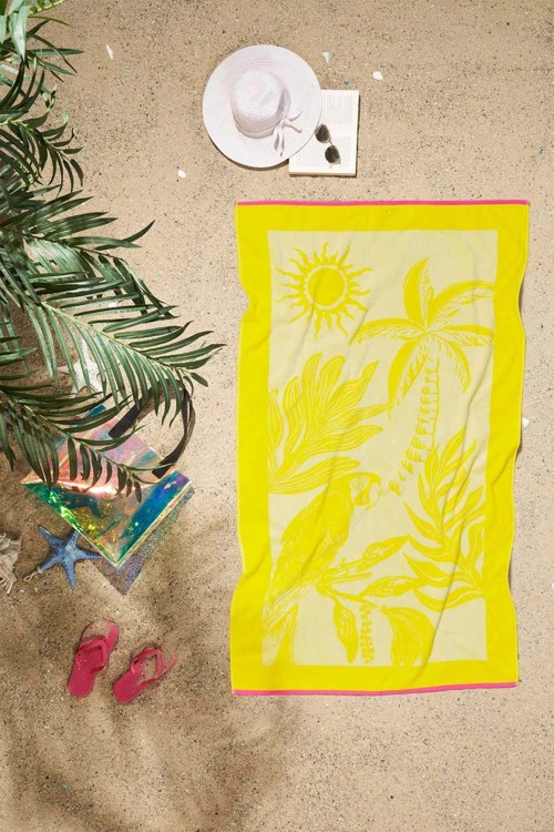 Tropicale Plaj Havlusu Büyük Boy (90x150)-Sarı