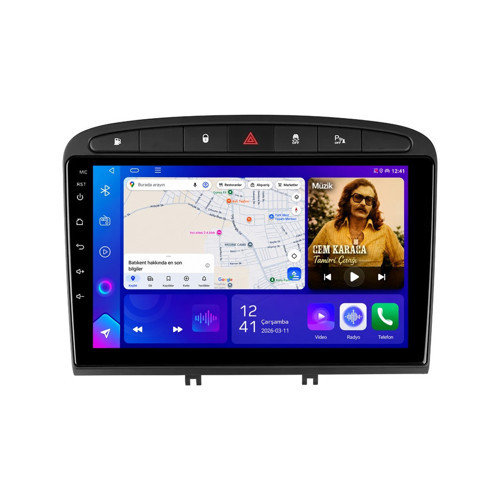 Peugeot 308 Android Multimedya (2008-2013) CarPlay Android Auto Navigasyon Kameralı 8GB RAM 64GB