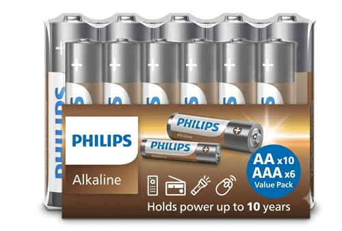 Alkalin Aa Kalem - Aaa Ince Kalem Pil 1.5V - LR036A16F/10 - 10XAA - 6xAaa 16'lı Paket