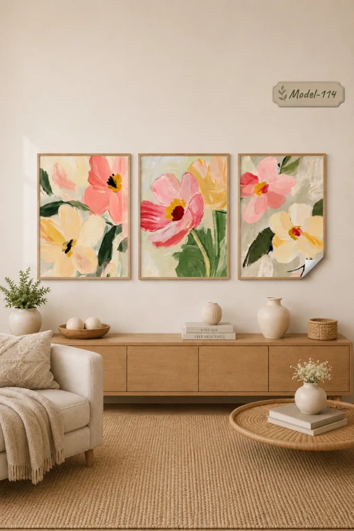 Statik Tutunma Özellikli Tablo - Poster Çiçek (Model- 114)