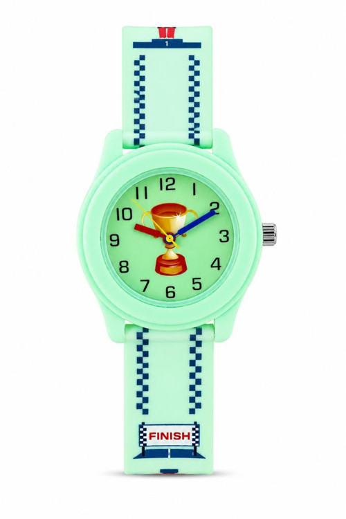 Yarış Temalı Kupa Figürlü Mint Yeşili Kız Erkek Çocuk Kol Saati Analog ST-304424