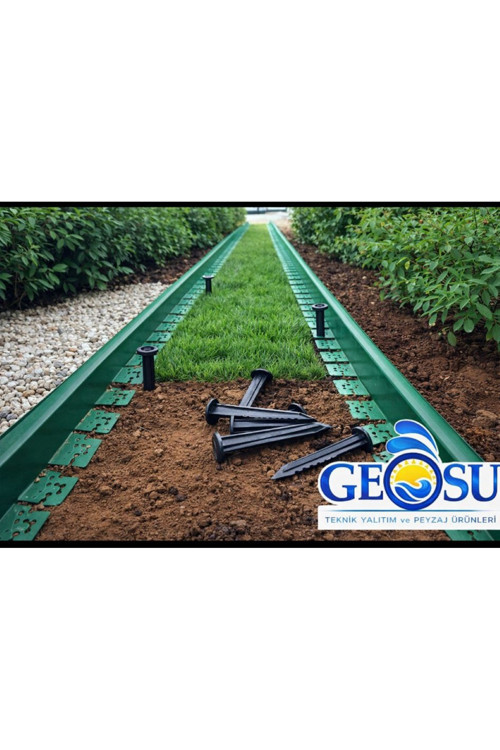 GEOSU YEŞİL DÜZ PEYZAJ SINIRLAYICI 10 METRE ( 4 x 2,5 M)ÇİM/MICIR AYRACI,BORDÜR,TAŞ,TOPRAK,ÇİM BARİYERİ
