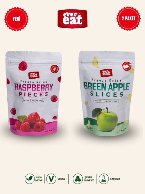 Frambuaz-Elma Freeze Dry Meyve Cipsi 2'li Paket Doğal Sağlıklı Atıştırmalık