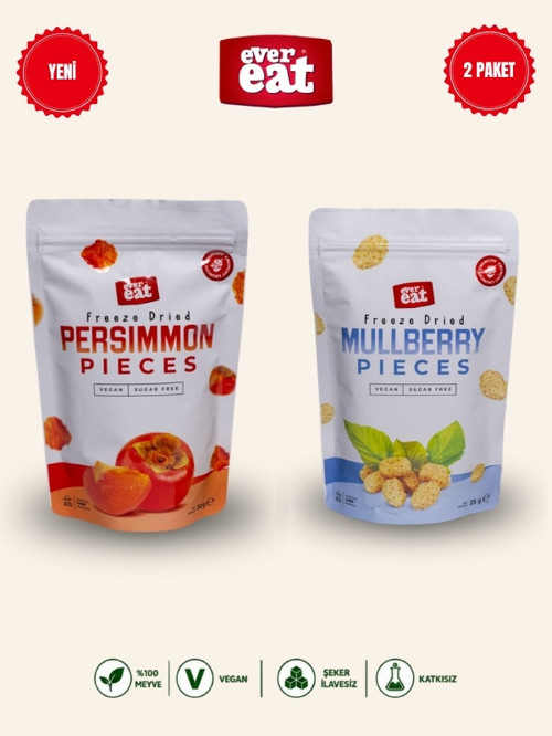 Cennet Hurması-Dut Freeze Dry Meyve Cipsi 2'li Paket Doğal Atıştırmalık