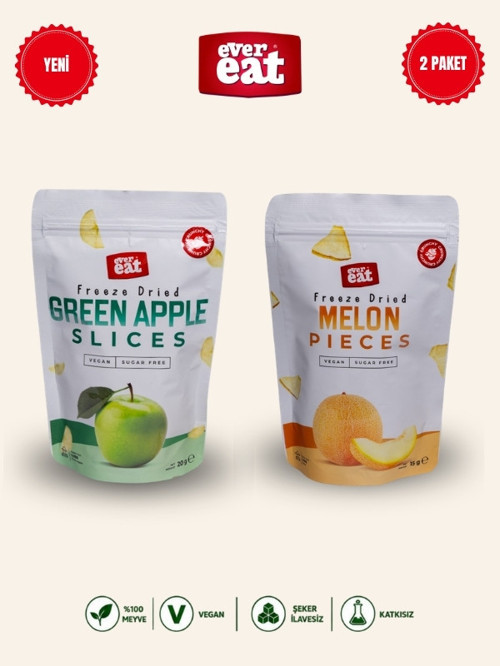 Dut-Kavun Freeze Dry Meyve Cipsi 2'li Paket Doğal Atıştırmalık Seti