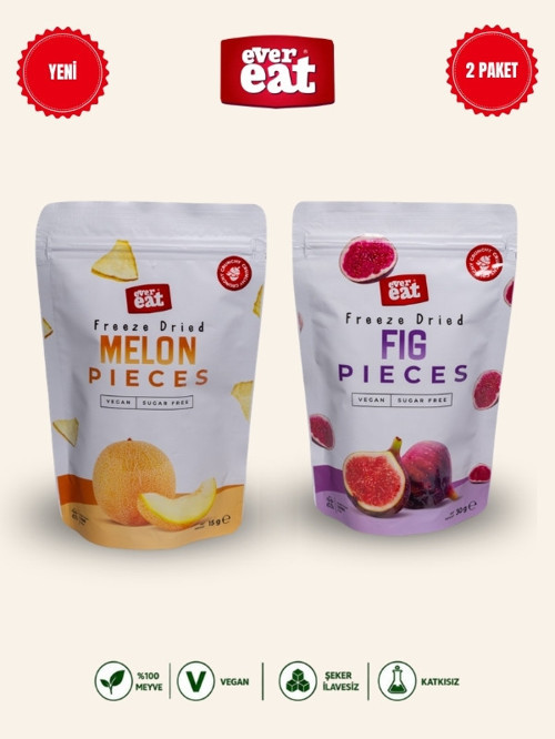 Kavun-İncir Freeze Dry Meyve Cipsi 2'li Paket Doğal Atıştırmalık Seti