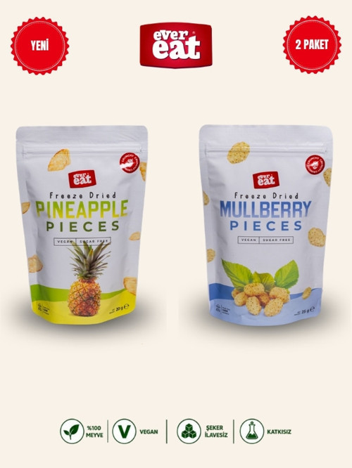 Ananas-Dut Freeze Dry Meyve Cipsi 2'li Paket Doğal Sağlıklı Atıştırmalık