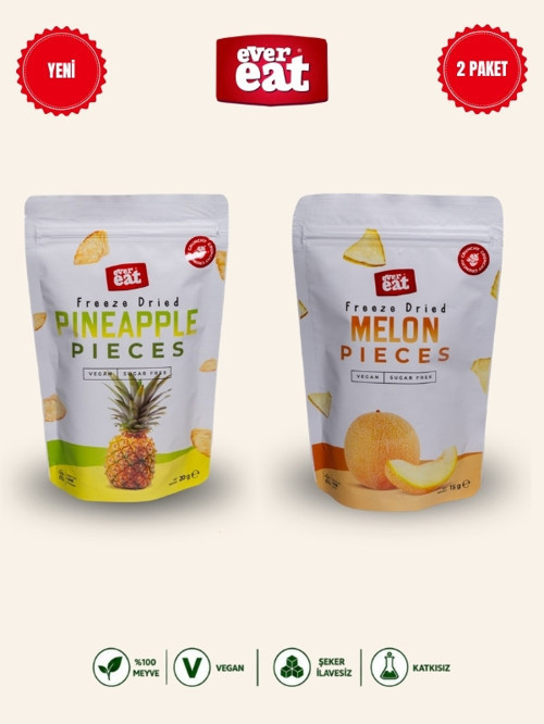 Ananas-Kavun Freeze Dry Meyve Cipsi 2'li Paket Doğal Sağlıklı Atıştırmalık