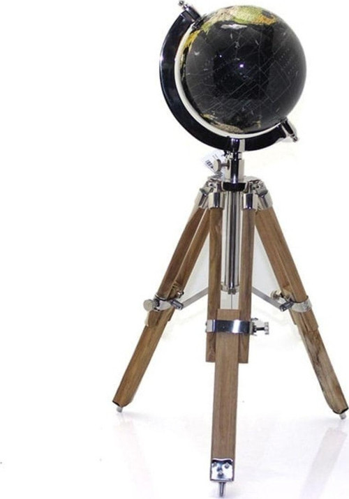 Metal Eksenli Ağaç Tripod Ayaklı Dünya Küresi 60 cm