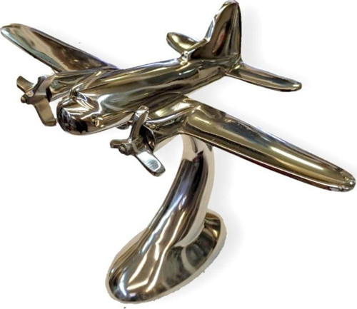 Metal Standlı Pervaneli Uçak Figür 22X34 cm