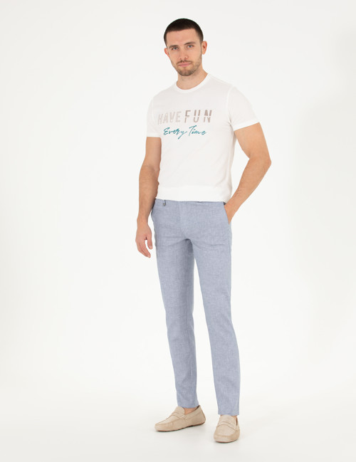 Açık Mavi Keten Karışımlı Jogger Kumaş Pantolon 50265117-VR003