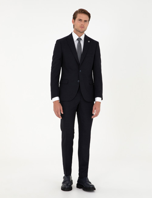 Lacivert Extra Slim Fit Yünlü Takım Elbise 50291976-VR033
