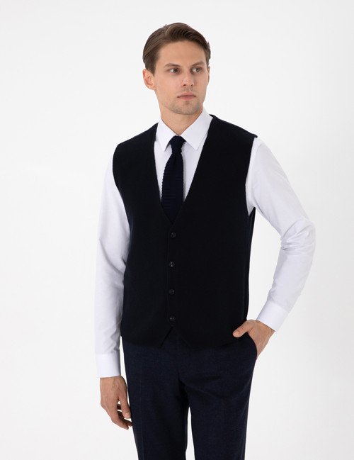 Lacivert Slim Fit V Yaka Triko Yelek 50300522-VR033