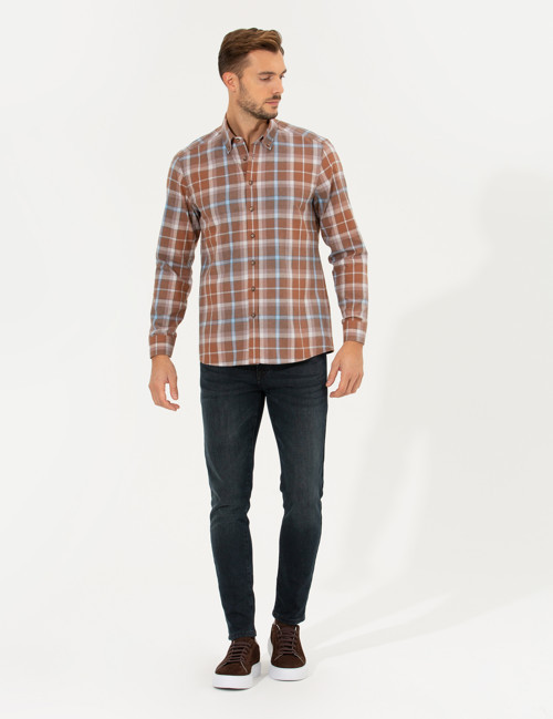 Bordo Regular Fit Uzun Kollu Gömlek 50265979-VR014