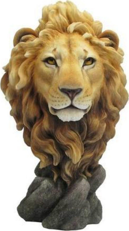 Aslan Kafası Büst Figür Renkli 34 cm
