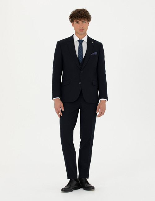 Yelekli Lacivert Ekstra Slim Fit Takım Elbise 50275911-VR033