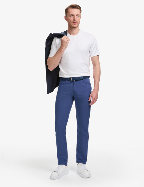 İndigo Slim Fit Keten Karışımlı Kanvas Pantolon 50268095-VR028