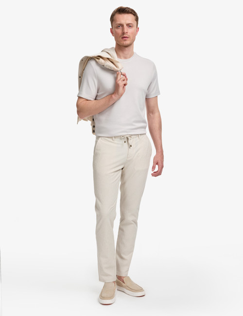 Bej Slim Fit Gofre Yazlık Kanvas Pantolon 50305235-VR011