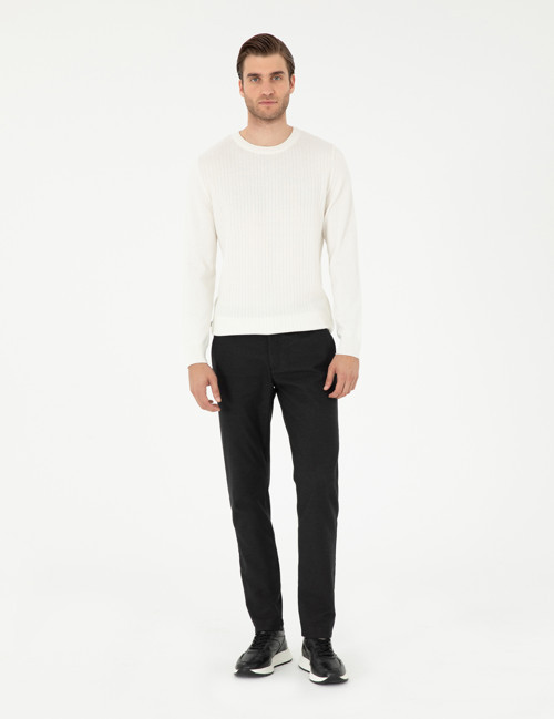 Siyah Slim Fit Kanvas Pantolon 50295920-VR046