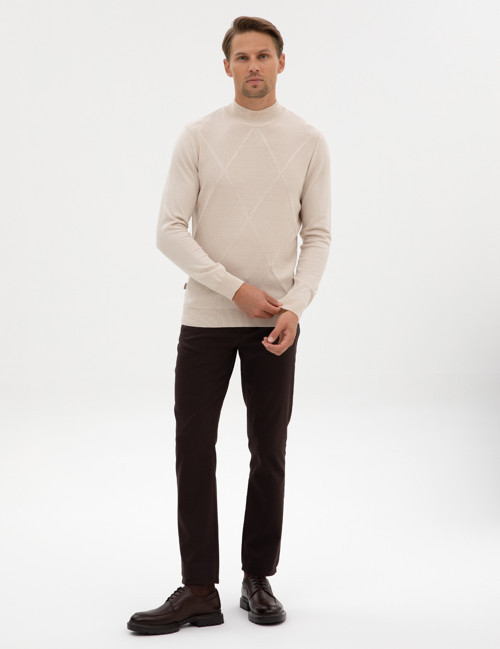 Kahverengi Slim Fit Kanvas Pantolon 50315265-VR029