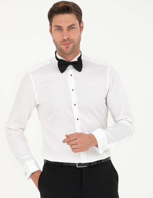Beyaz Slim Fit Smokin Gömlek 50277129-VR013