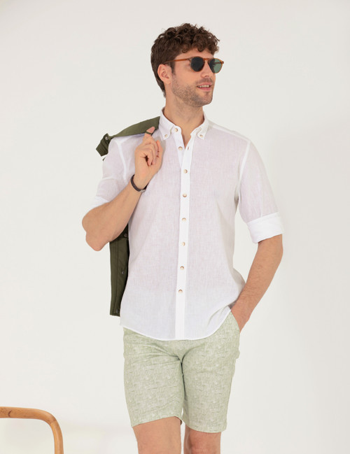 Beyaz Regular Fit Uzun Kollu Gömlek 50265119-VR013
