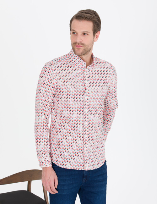Nar Çiçeği Slim Fit Uzun Kollu Gömlek 50264910-VR039