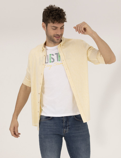 Sarı Regular Fit Uzun Kollu Gömlek 50265119-VR044
