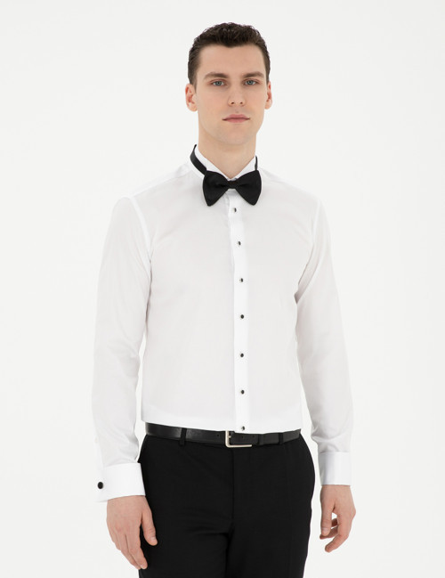 Beyaz Slim Fit Smokin Gömlek 50286244-VR013