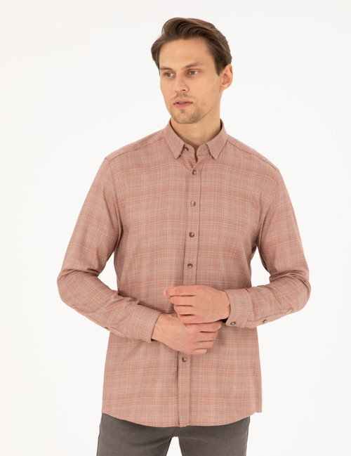 Turuncu Regular Fit Uzun Kollu Gömlek 50292241-VR051