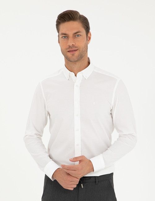 Beyaz Slim Fit Uzun Kollu Gömlek 50295909-VR013
